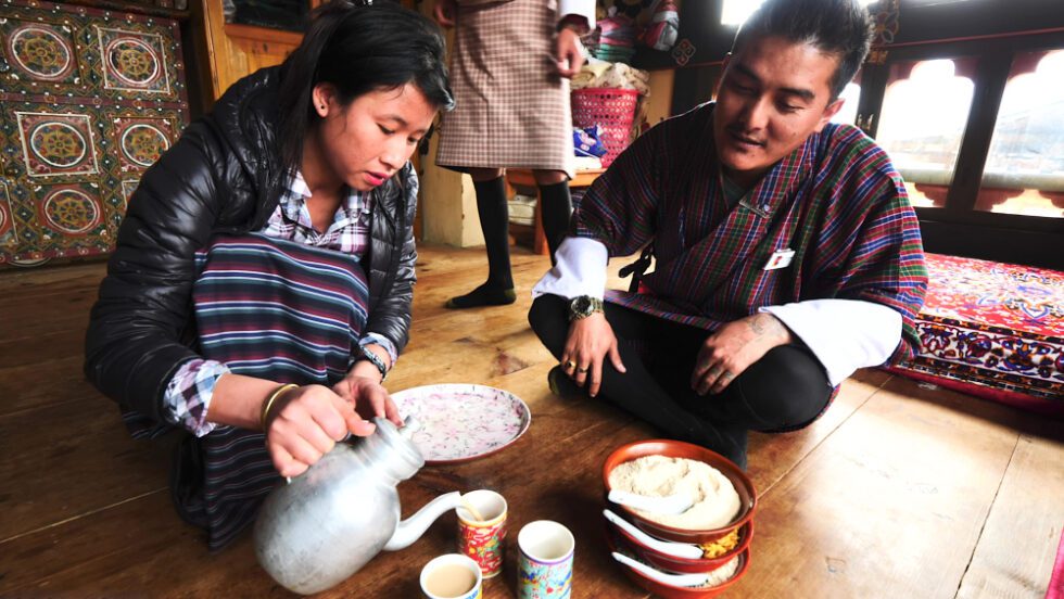Preparing Bhutanese food