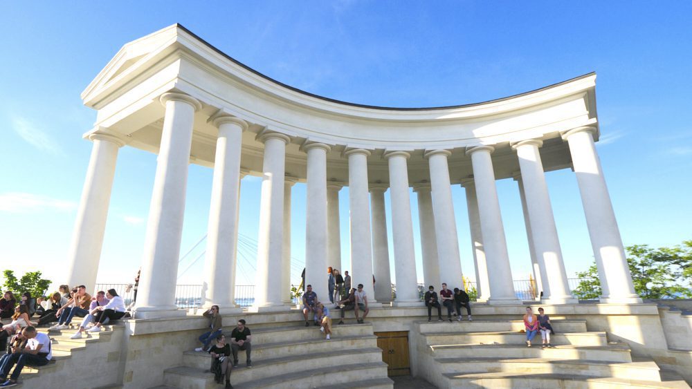 The Colonnade of Vorontsov Palace near the seaport in Odessa, Ukraine.