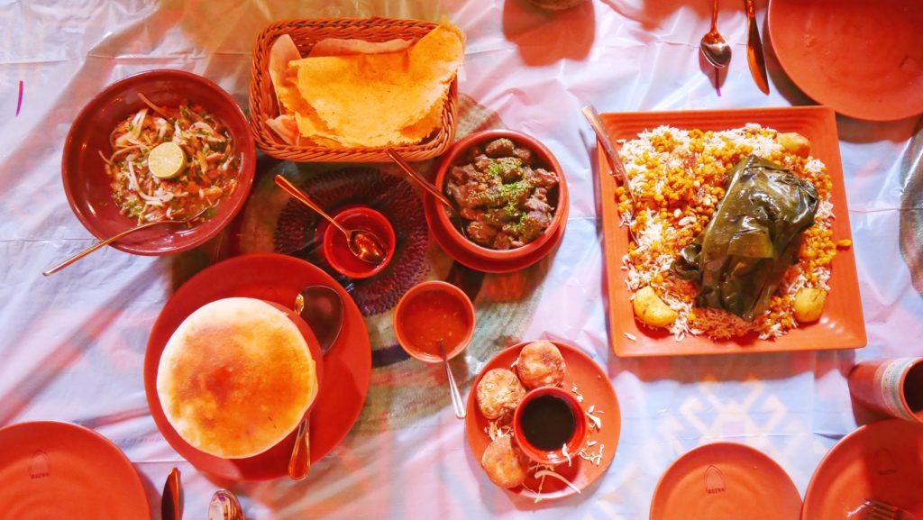 Omani food feast at Rozna Restaurant in Muscat, Oman