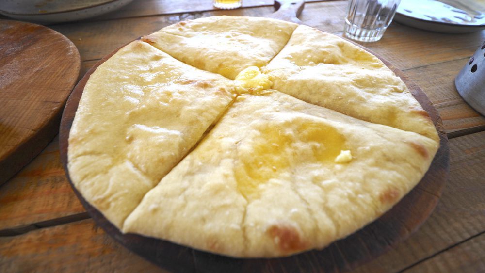 A cheese-filled khachapuri at Oasis Club