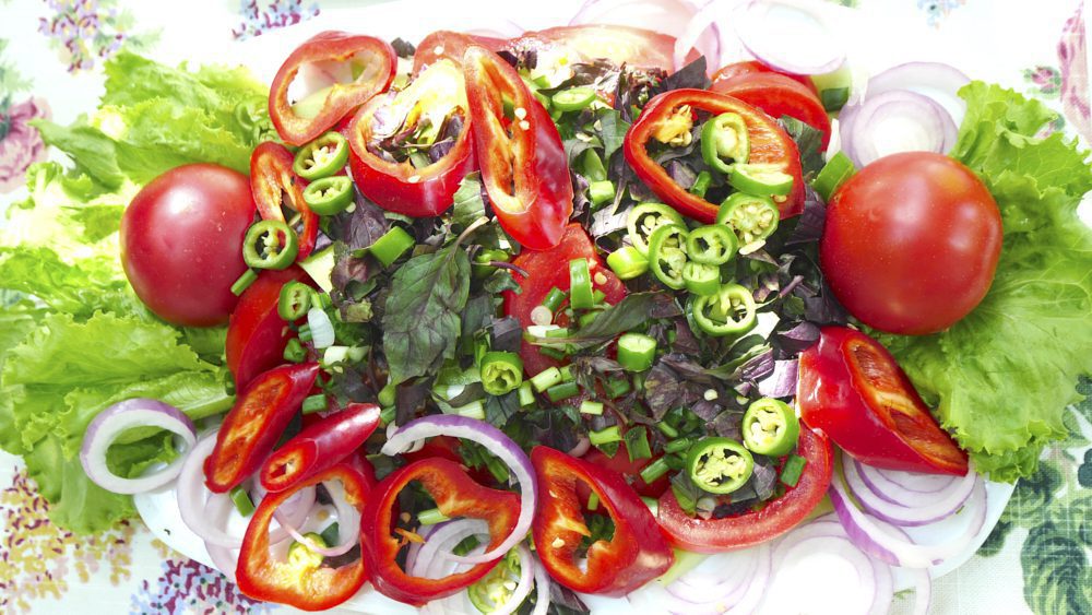 A colorful salad at Vineria Kakheti