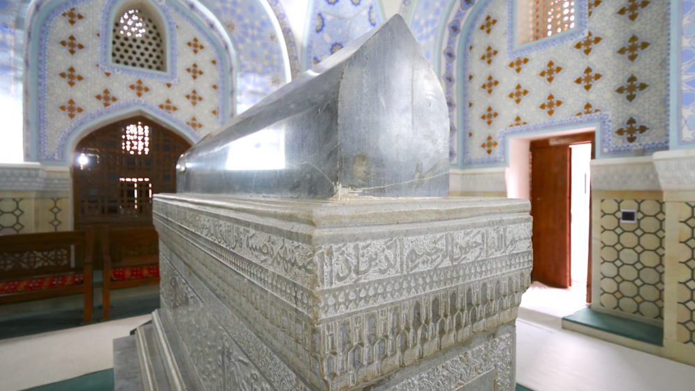 The marble tomb of Shayx Shamsiddin Kulol in the UNESCO World Heritage City of Shahrisabz, Uzbekistan