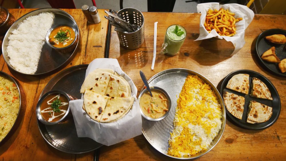 A delicious spread of Lebanese Indian food at Get Grilled Indian Fusion in Beirut, Lebanon