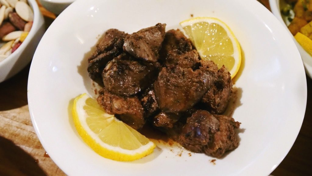 Sawdeh, made from marinated chicken livers