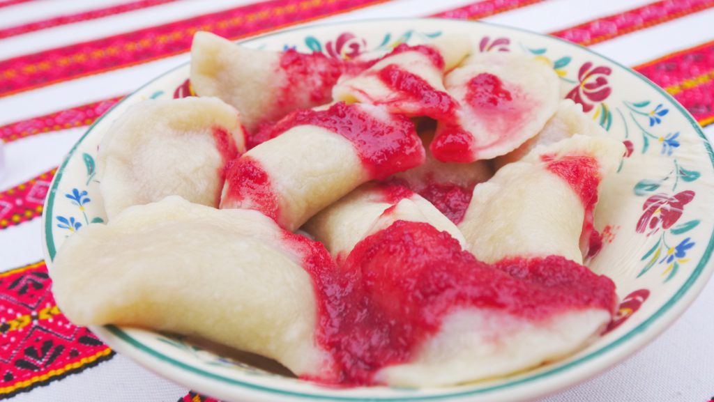 Vareniki, a type of Ukrainian dumpling, with cherry sauce | David's Been Here