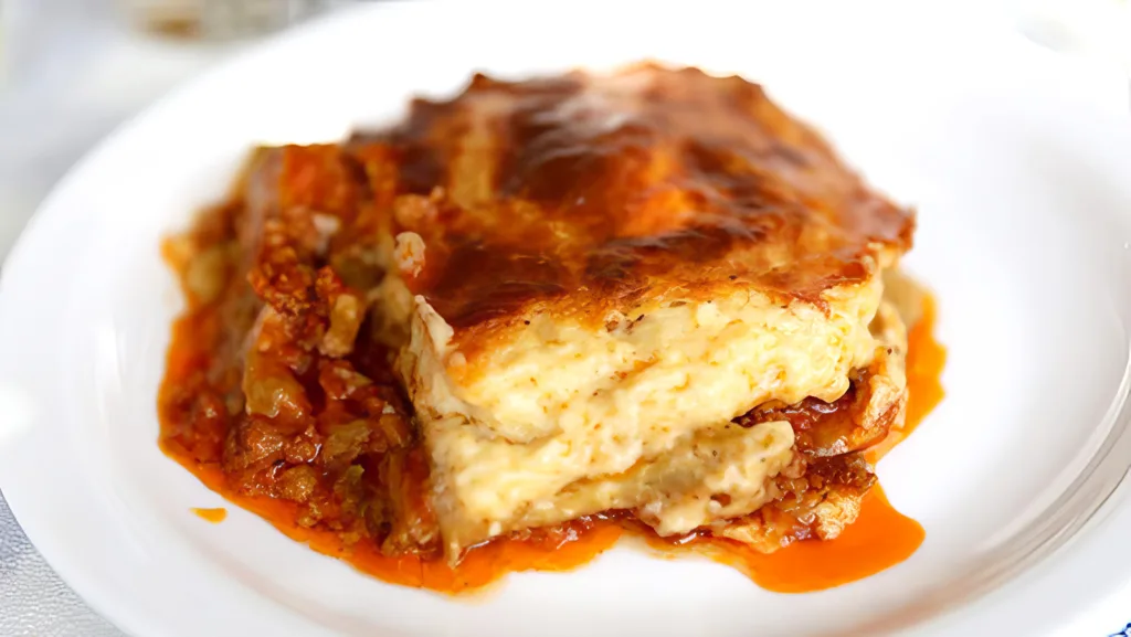 Moussaka is a classic Greek dish made from eggplant, ground meat, and bechamel sauce | Davidsbeenhere