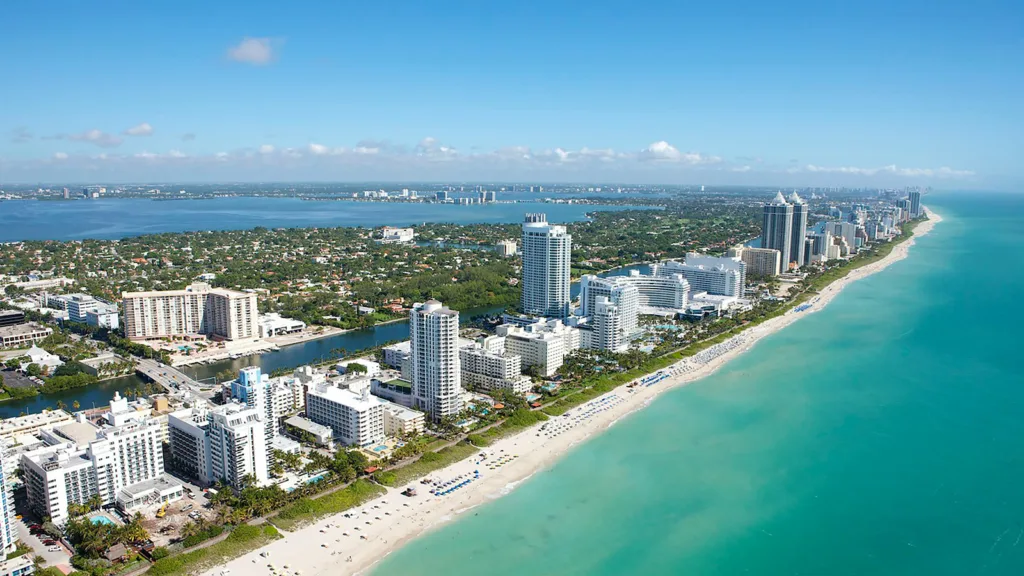 Aerial view of the buildings and beach of Miami Beach | Davidsbeenhere