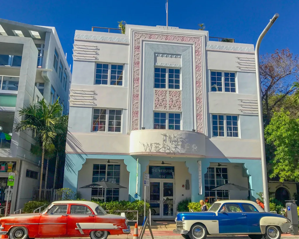The pastel-colored Art Deco exterior of The Webster in Miami, Florida | Davidsbeenhere