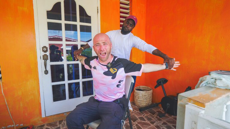 David Hoffmann getting a Barbados haircut, stretch, and massage | Davidsbeenhere