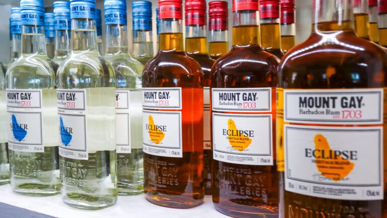 A shelf full of Mount Gay Barbados Rum | Davidsbeenhere